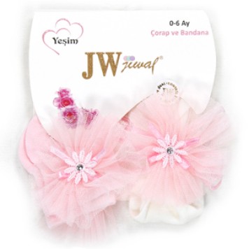 JW Jiwal Yeşim Mini Aksesuarlı Bebe Çorabı 0-6 Ay